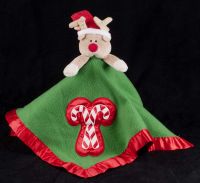 Baby Boom Christmas Reindeer Candy Canes Plush Lovey Security Blanket
